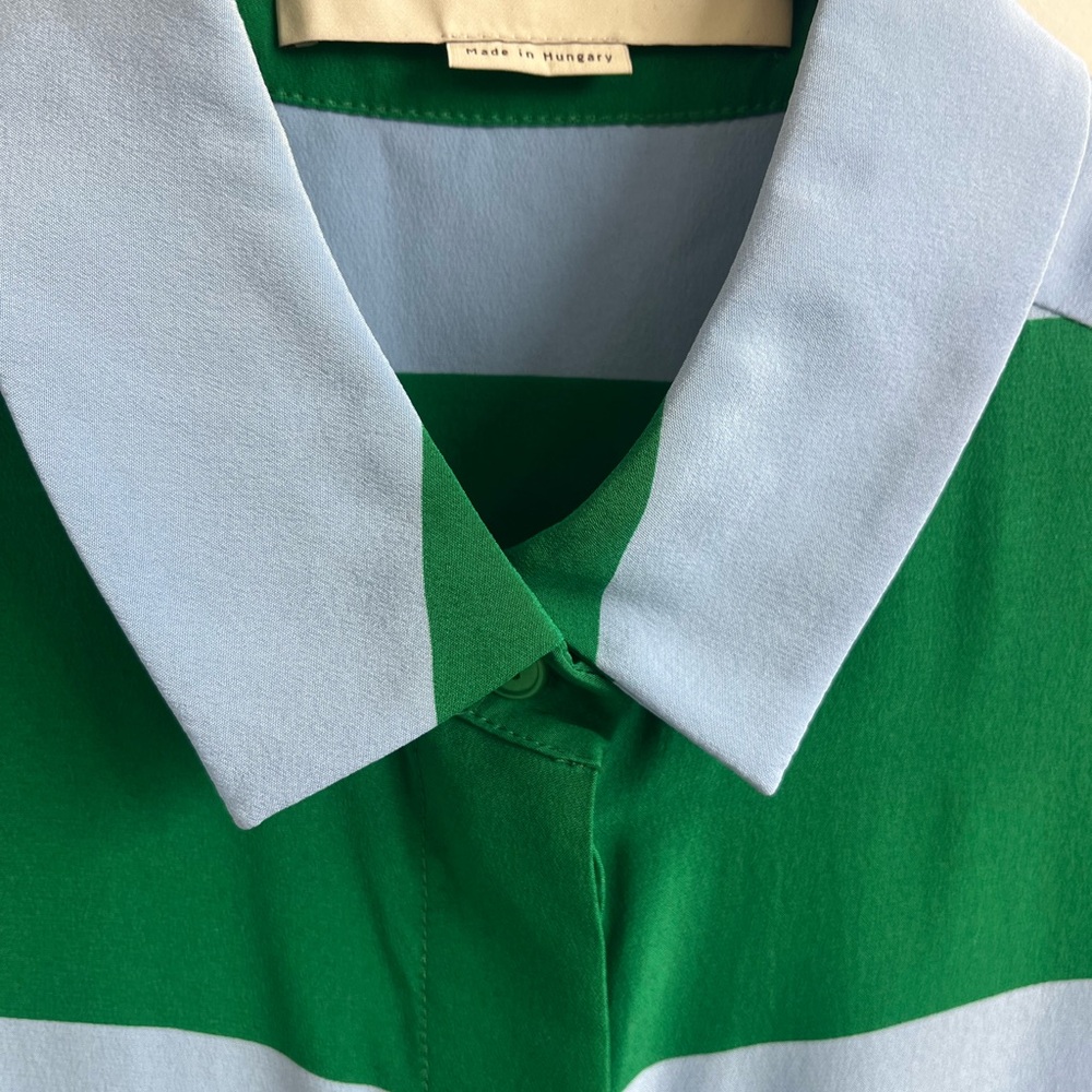 Stella McCartney Green and baby blue Sleeveless button down top size 34 - Picture 3 of 8